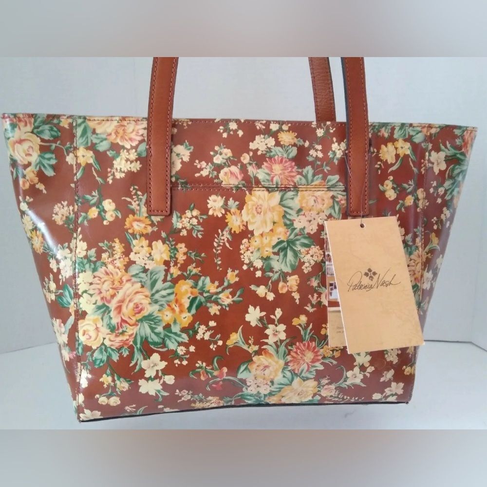 Patricia Nash vintage botanical garden floral brown shoulder bag NWT